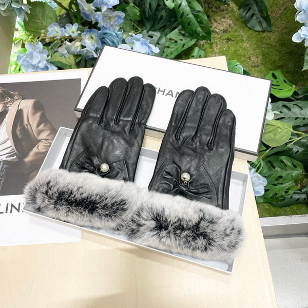 GLOVES IN BLACK LAMBSKIN WITH RABBIT FUR 465072