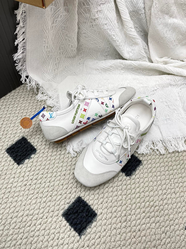 LV x TM Sneakerina White Grey Suede Cowhide 611116