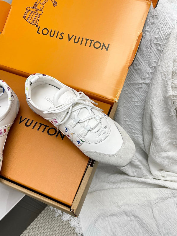 LV x TM Sneakerina White Grey Suede Cowhide 611116