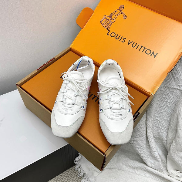 LV x TM Sneakerina White Grey Suede Cowhide 611116