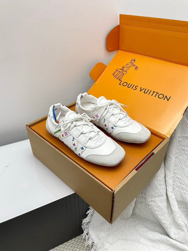 LV x TM Sneakerina White Grey Suede Cowhide 611116