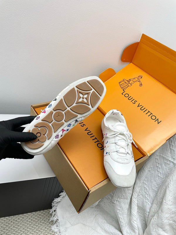 LV x TM Sneakerina White Grey Suede Cowhide 611116