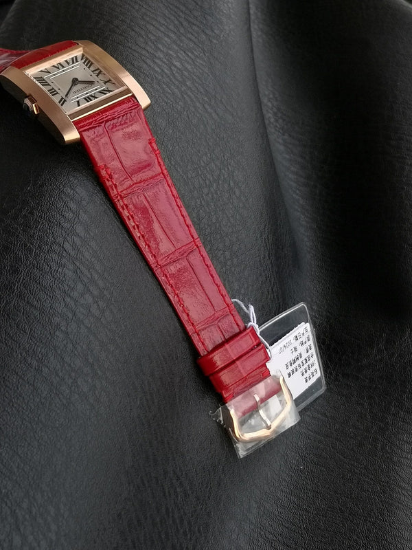 Tank Francaise Pink Gold Case Red Leather Strap