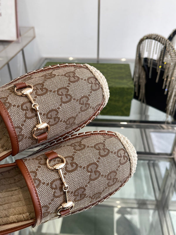 GC 2025 Espadrille With Horsebit Beige and Dark Brown Canvas 292317