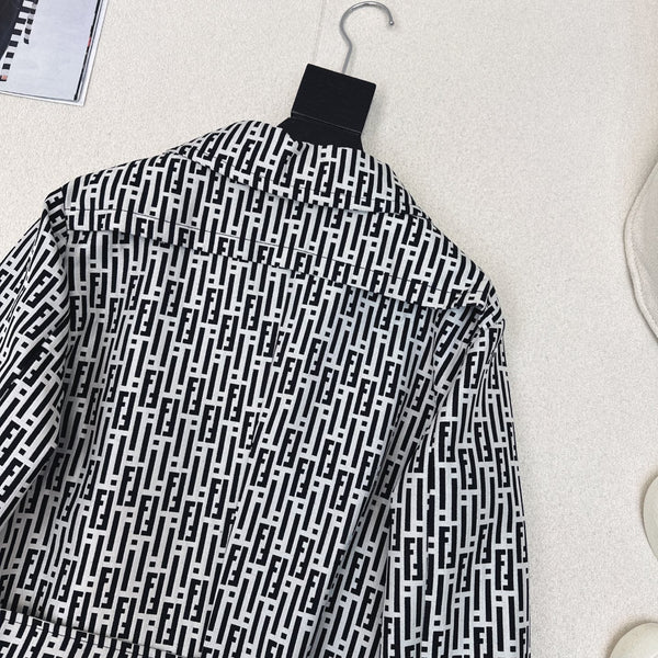 Fendi 25 Windbreaker Jacket Black White Cotton