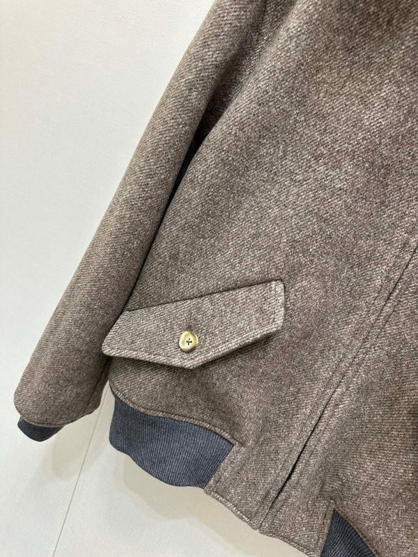 Miu 25 FW Collar Coat Grey Sheep Wool 346119