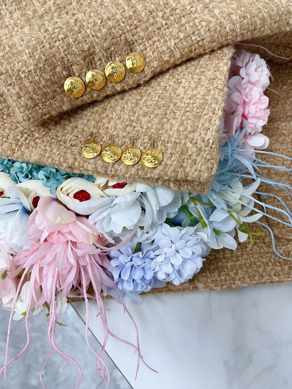 Celine Jacket Khaki Gold Wool Cotton 290462