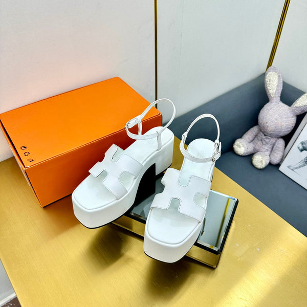 HM Platform Slingback White Calfskin 370756