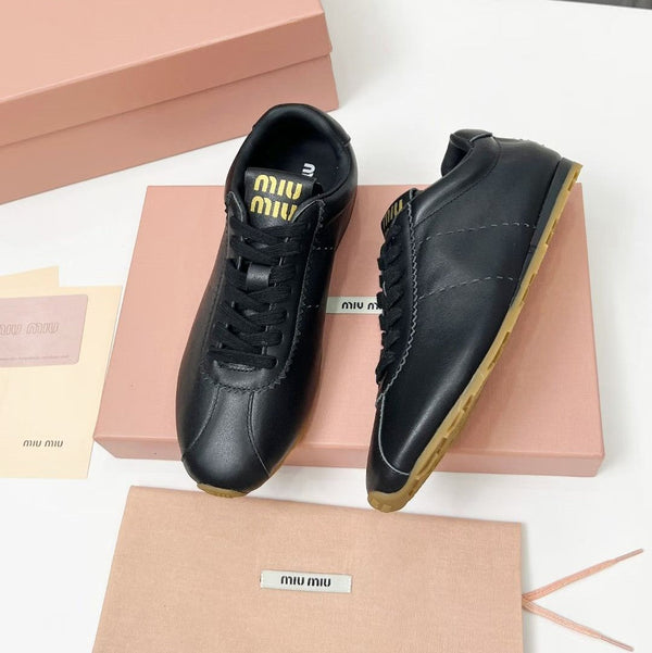 Miu Plume Sneakers Black Cowhide 456349