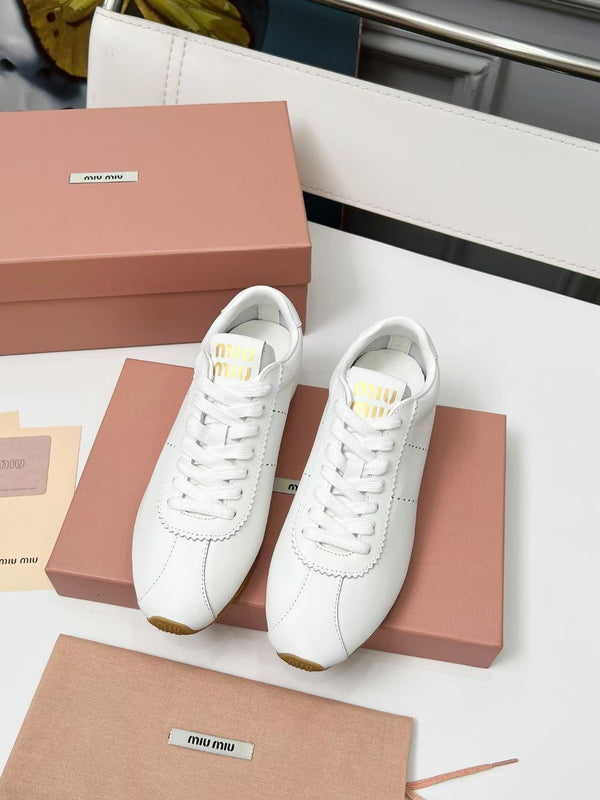 Miu Plume Sneakers White Cowhide 456354