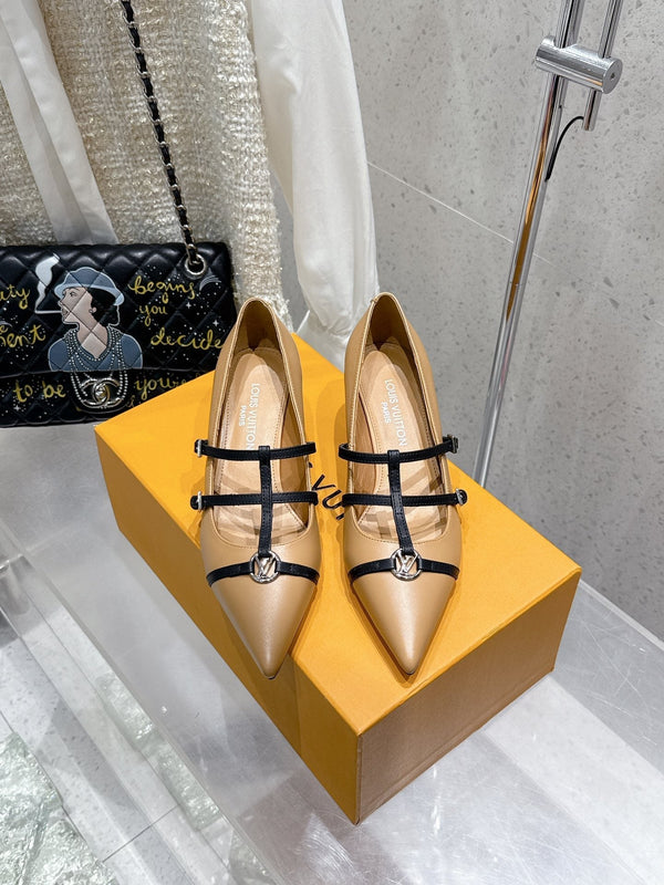 LV 6AM Slingback 4.5cm Beige Calfskin 610734