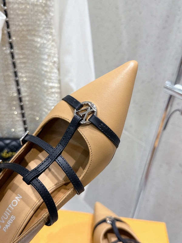 LV 6AM Slingback 4.5cm Beige Calfskin 610734