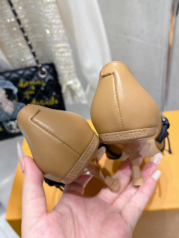 LV 6AM Slingback 4.5cm Beige Calfskin 610734