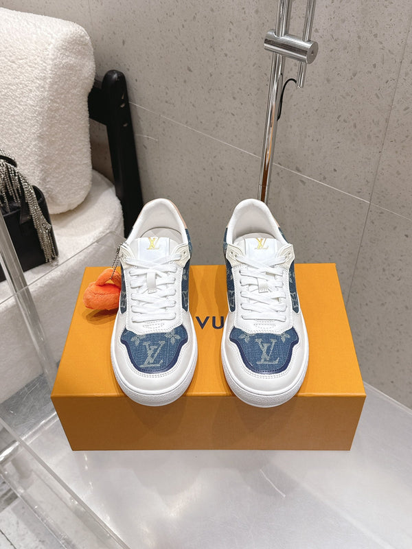 LV Stadium Sneaker White Blue Denim Cowhide 610790
