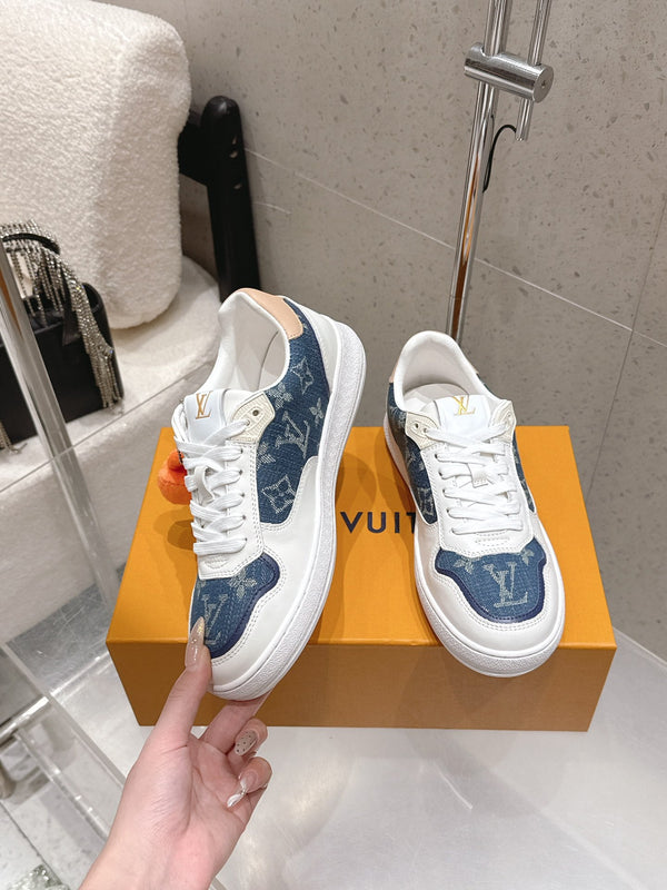 LV Stadium Sneaker White Blue Denim Cowhide 610790