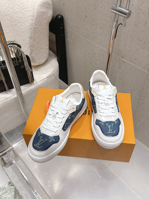LV Stadium Sneaker White Blue Denim Cowhide 610790