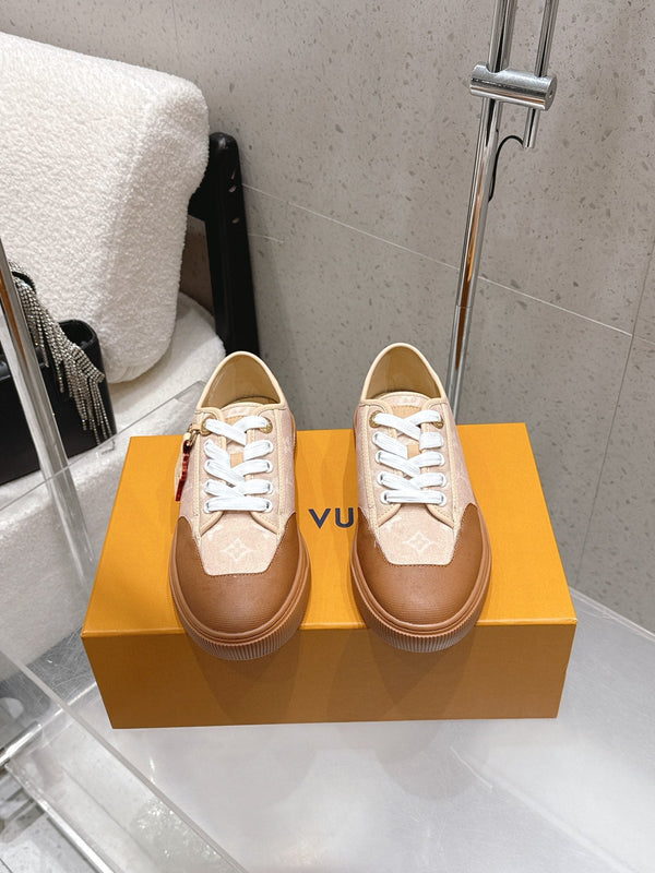 LV x TM Lagoon Sneaker Beige Brown Canvas Lace 610800