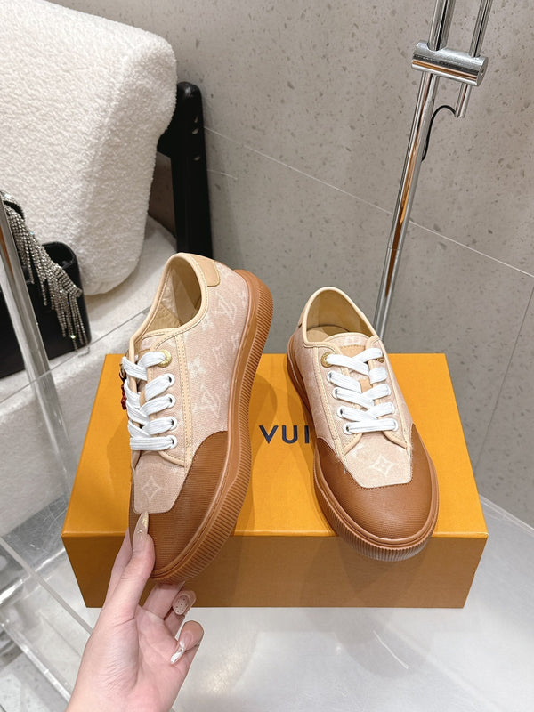 LV x TM Lagoon Sneaker Beige Brown Canvas Lace 610800