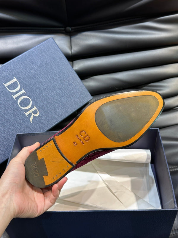 CD TIMELESS OBLIQUE LOAFER RED PINK VELVET