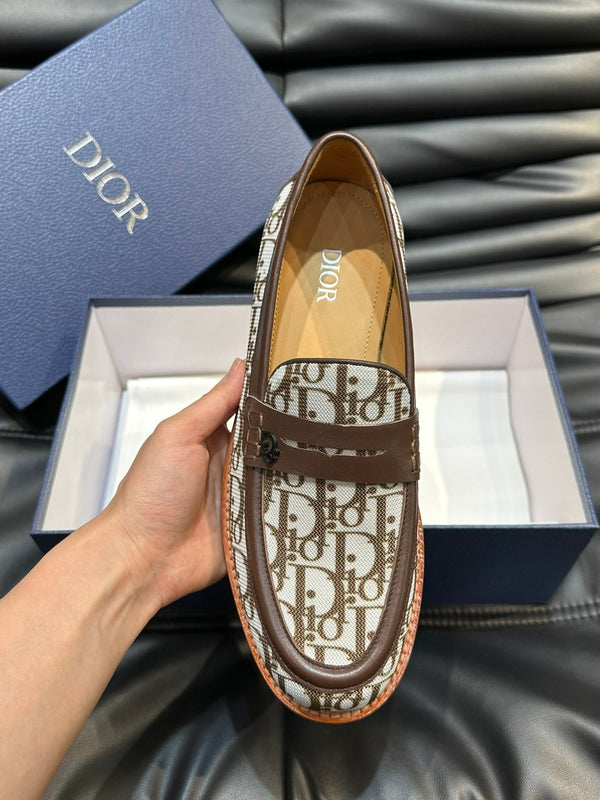 CD GRANVILLE LOAFER BROWN-WHITE MONOGRAM JACQUARD