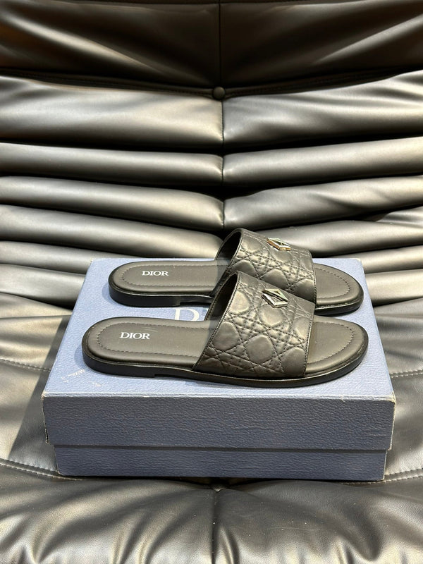 CD ALIAS SUMMER SLIPPER BLACK EMBOSSED CALFSKIN