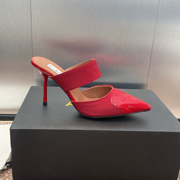 alaia mule 90 red grosgrain heart patent calfskin