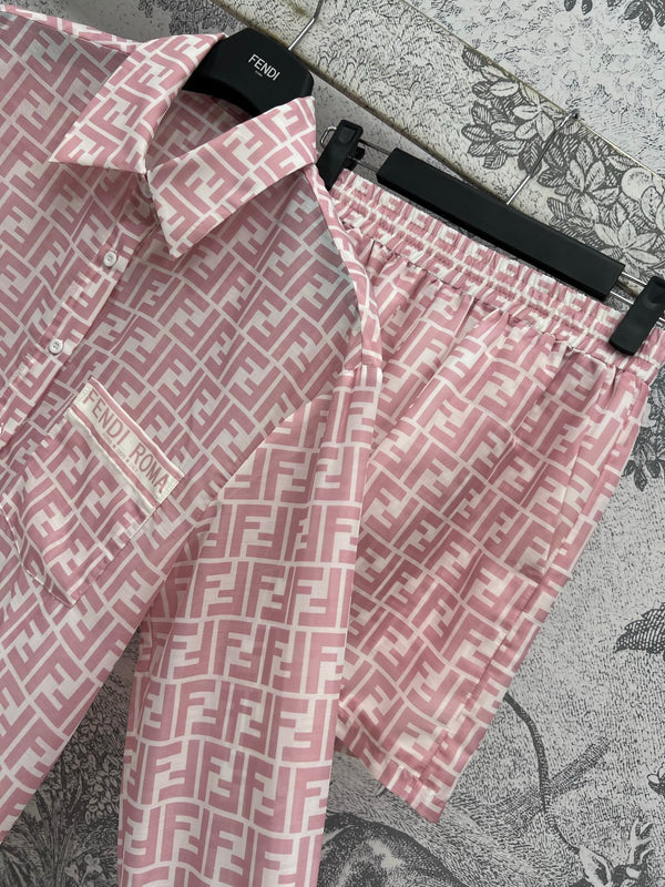 Fendi 25 double F shirt suit Pink Polyester fiber