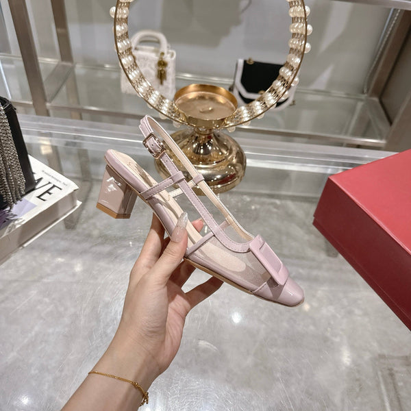 Viv 25 Slingback Pink Mesh Italian Leather 300778