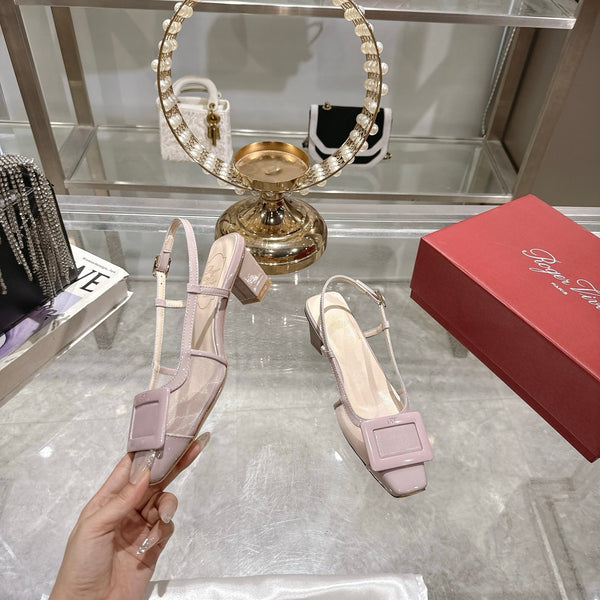 Viv 25 Slingback Pink Mesh Italian Leather 300778