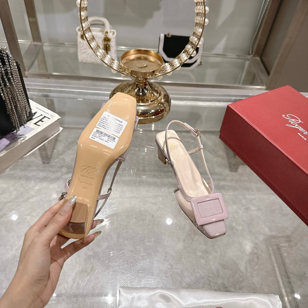 Viv 25 Slingback Pink Mesh Italian Leather 300778