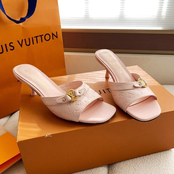LV 26s High Heels 55 Slippers Light Pink Sheepskin 614982