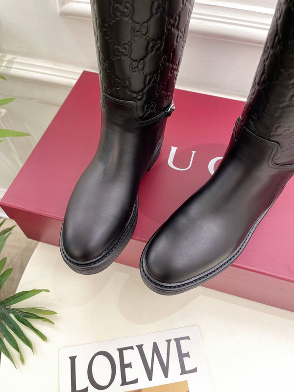 Gucci 25𝐬𝐬 Horsebit Detail Logo Black Calfskin 435373