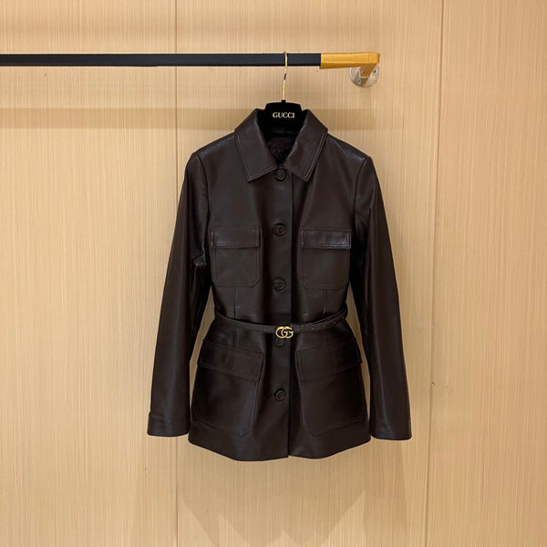 Gucci Jacket Brown Chocolate Leather 276991