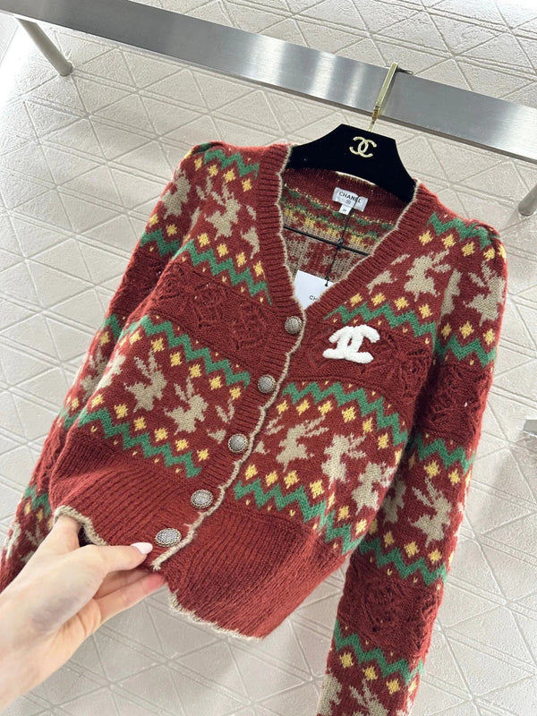 CC 26 Striped Jacquard Knit Cardigan Multicolor Wool Cashmere 331700