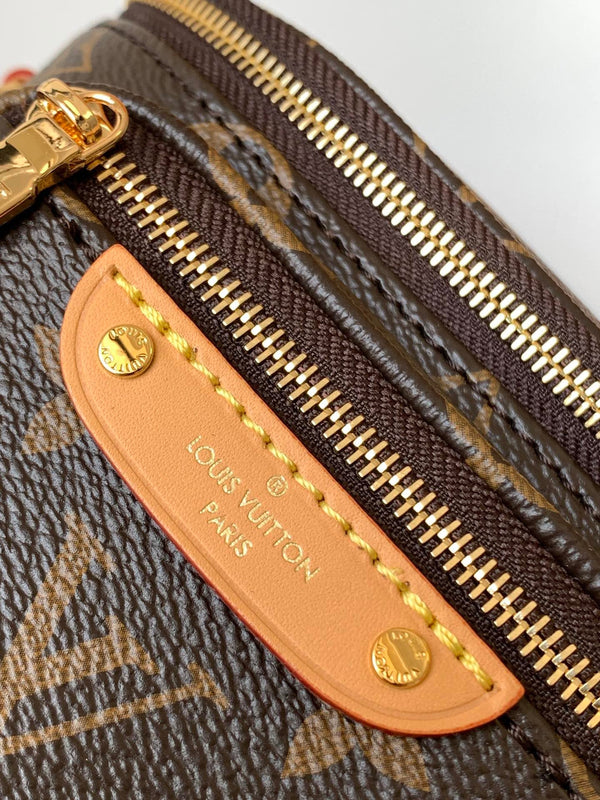 LV Mini Bumbag 17cm Brown Monogram Canvas Leather