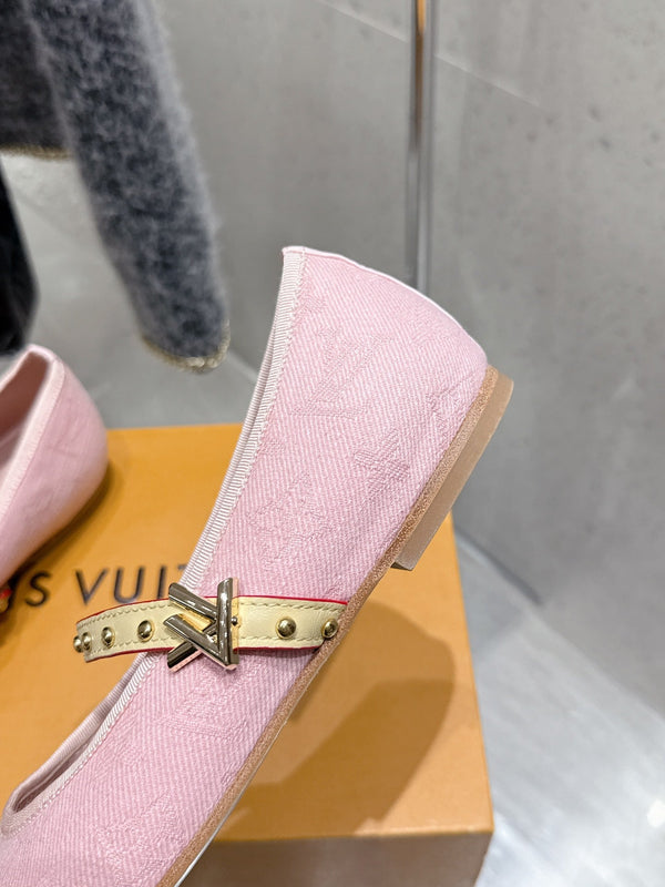 LV 26s Ballet Flats Light Pink Denim 610837