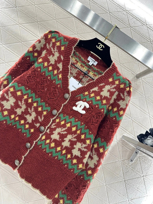 CC 26 Striped Jacquard Knit Cardigan Multicolor Wool Cashmere 331700