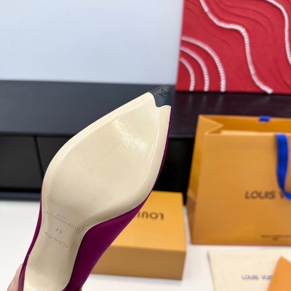 LV 26s Pointed-Toe High Heels 95 Fuchsia Pink Premium Satin 622449