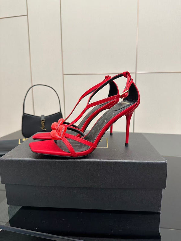 Balmain Lips 105MM Sandals Red Leather