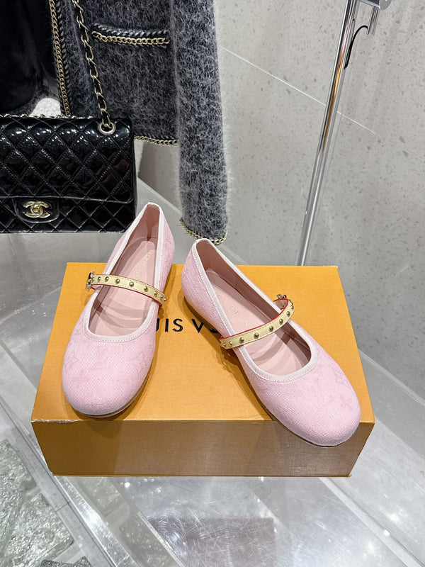 LV 26s Ballet Flats Light Pink Denim 610837