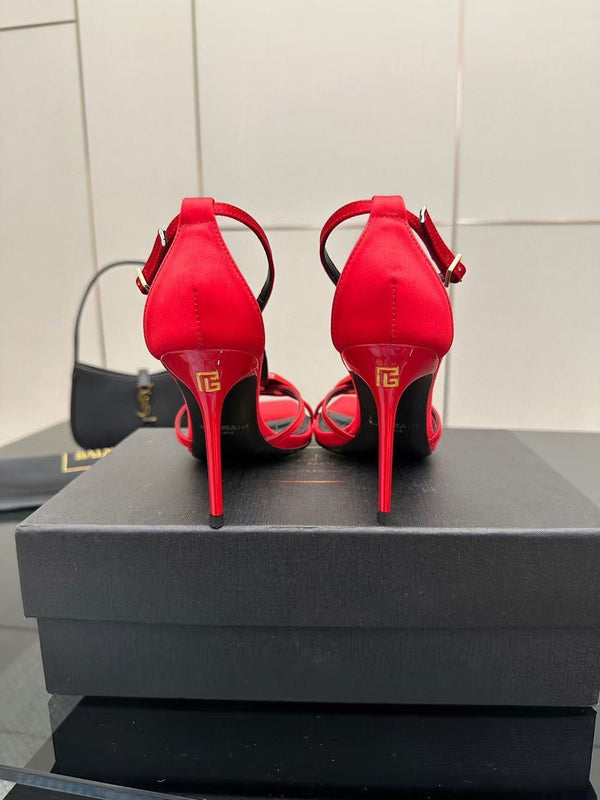 Balmain Lips 105MM Sandals Red Leather