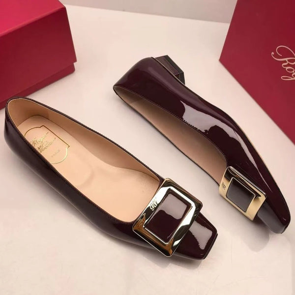Roger Vivier 2025 Belle Vivier Buckled Pump Burgundy Patent Leather