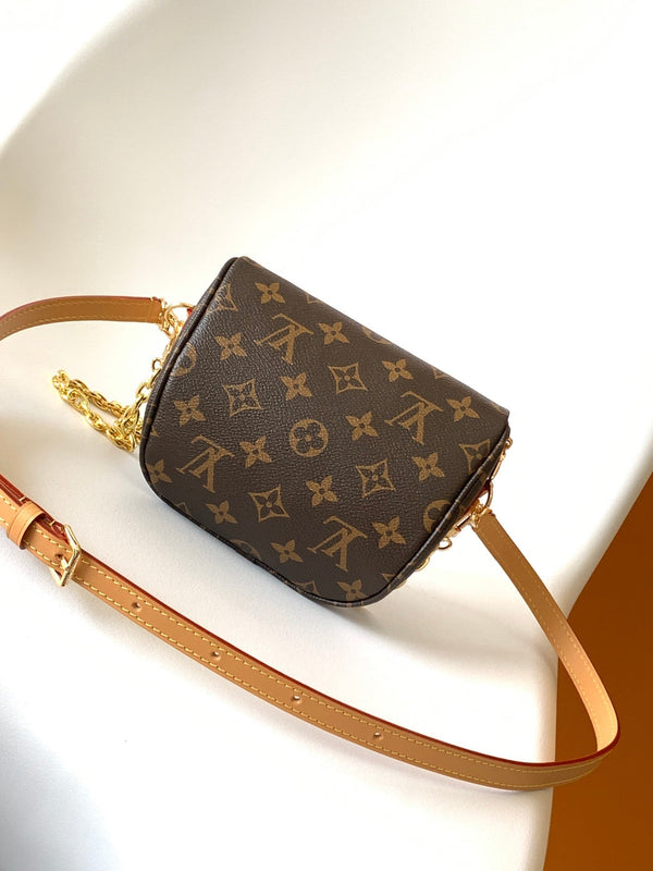LV Mini Bumbag 17cm Brown Monogram Canvas Leather