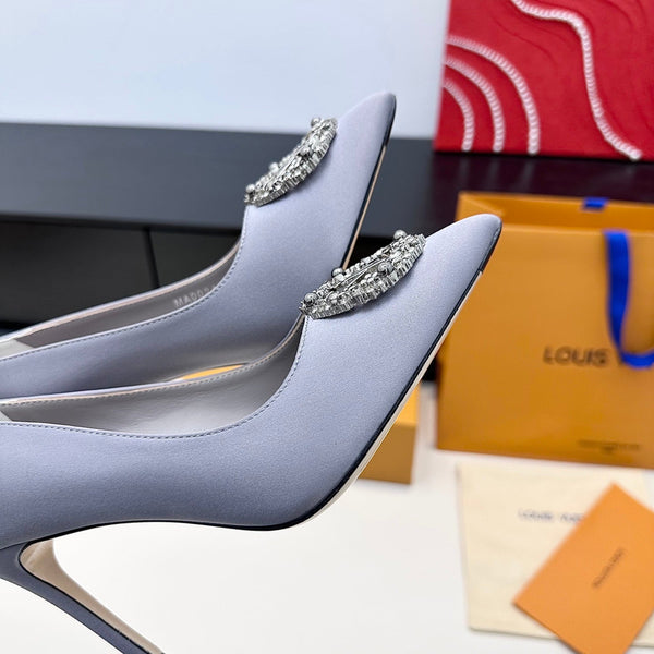 LV 26s Pointed-Toe High Heels 75 Light Lavender Premium Satin 622443