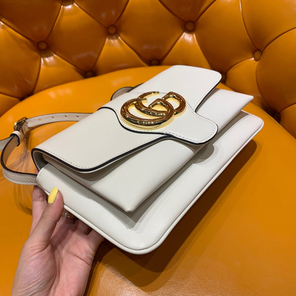 GG Arli Bag 25cm White Calfskin Gold Hardware